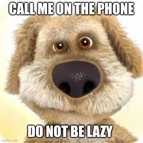 Ben Meme | CALL ME ON THE PHONE; DO NOT BE LAZY | image tagged in talking ben | made w/ Imgflip meme maker