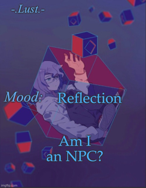 If so, am I the cabbage farmer, or something lame? | Reflection; Am I an NPC? | image tagged in lust s croix temp | made w/ Imgflip meme maker