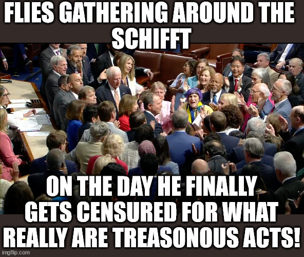 Wait till people finally learn about the Standard Hotel! | FLIES GATHERING AROUND THE 
SCHIFFT; ON THE DAY HE FINALLY GETS CENSURED FOR WHAT REALLY ARE TREASONOUS ACTS! | image tagged in adam schiff | made w/ Imgflip meme maker