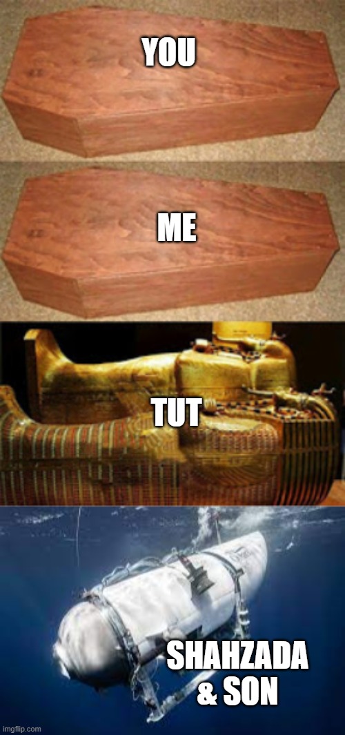 YOU ME TUT SHAHZADA & SON | image tagged in rich poor pharoh coffin | made w/ Imgflip meme maker