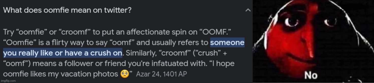 image tagged in gru no | made w/ Imgflip meme maker