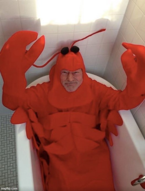 Patrick Stewart Lobster | image tagged in patrick stewart lobster | made w/ Imgflip meme maker