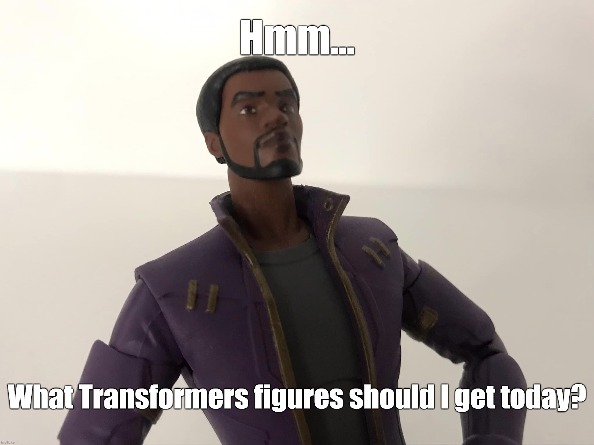 T'Challa Star-Lord's thoughts | Hmm... What Transformers figures should I get today? | image tagged in t'challa star-lord's thoughts | made w/ Imgflip meme maker