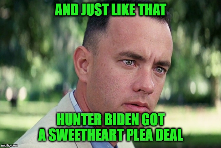 Hunter Biden: Friends in High Places | AND JUST LIKE THAT; HUNTER BIDEN GOT A SWEETHEART PLEA DEAL | image tagged in memes,and just like that,hunter biden | made w/ Imgflip meme maker
