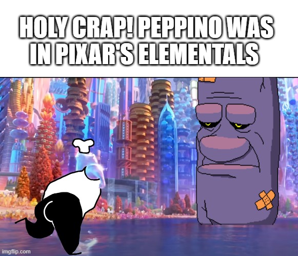 Pixar's Elementals | HOLY CRAP! PEPPINO WAS
IN PIXAR'S ELEMENTALS | image tagged in funny,funny memes,elements,pizza time,pizza tower,peppino | made w/ Imgflip meme maker