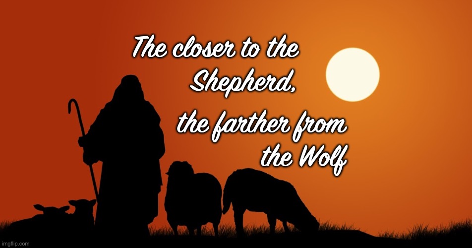 The closer to the
Shepherd, the farther from
the Wolf | image tagged in memes,jesus is lord | made w/ Imgflip meme maker