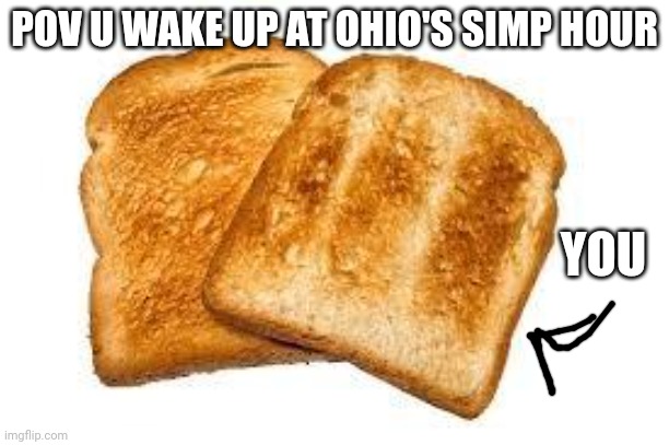 Your toast | POV U WAKE UP AT OHIO'S SIMP HOUR; YOU | image tagged in toast,ohio,oh,wow,you,oh wow are you actually reading these tags | made w/ Imgflip meme maker