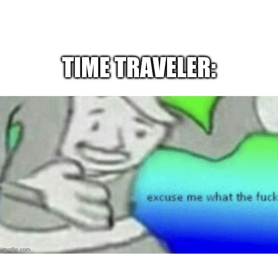TIME TRAVELER: | image tagged in excuse me wtf blank template | made w/ Imgflip meme maker
