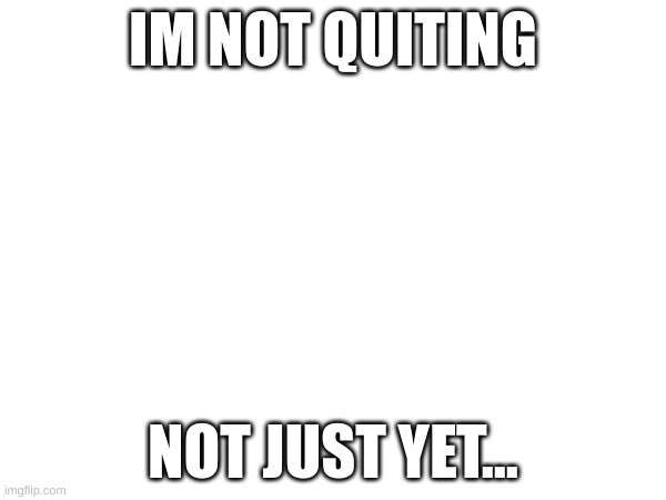 Im not gonna quit | IM NOT QUITING; NOT JUST YET... | image tagged in message | made w/ Imgflip meme maker