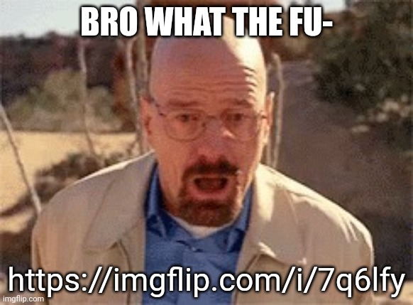 Walter White | BRO WHAT THE FU-; https://imgflip.com/i/7q6lfy | image tagged in walter white | made w/ Imgflip meme maker