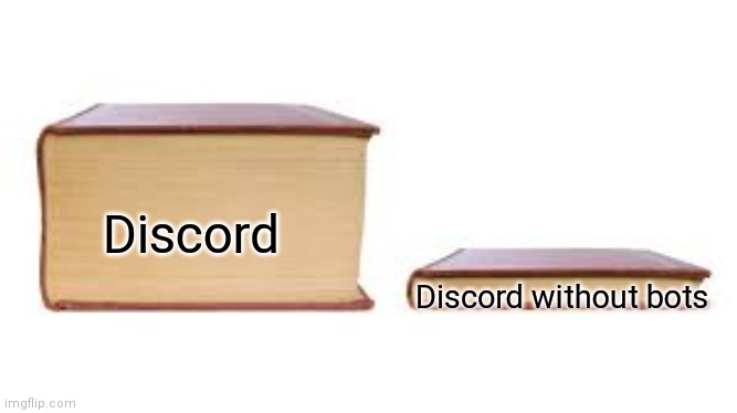 Discord | Discord; Discord without bots | image tagged in big book small book,memes,discord | made w/ Imgflip meme maker