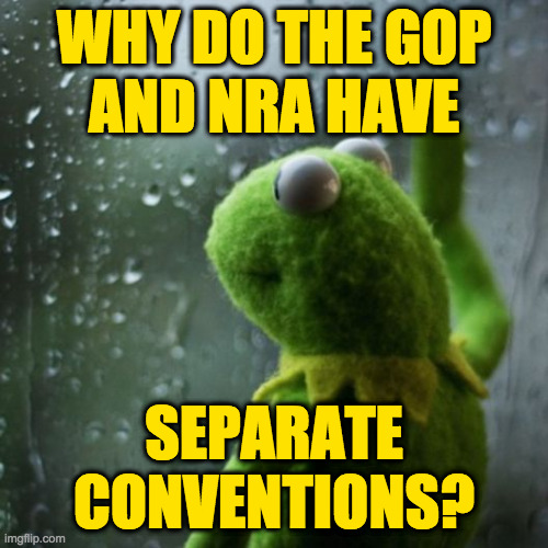 sometimes I wonder  | WHY DO THE GOP
AND NRA HAVE; SEPARATE CONVENTIONS? | image tagged in sometimes i wonder,memes,gop,nra | made w/ Imgflip meme maker