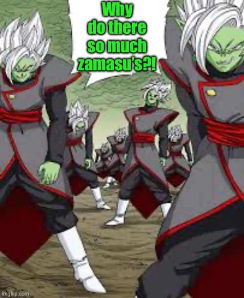 Infinite Zamasu | Why do there so much zamasu’s?! | image tagged in infinite zamasu | made w/ Imgflip meme maker