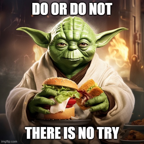 Burger Yoda | DO OR DO NOT; THERE IS NO TRY | image tagged in star wars yoda,burger king | made w/ Imgflip meme maker