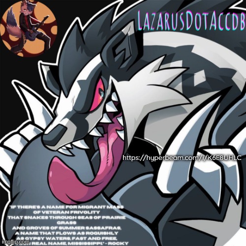 Galarian Obstagoon temp | https://hyperbeam.com/i/K6E8UHLC | image tagged in galarian obstagoon temp | made w/ Imgflip meme maker