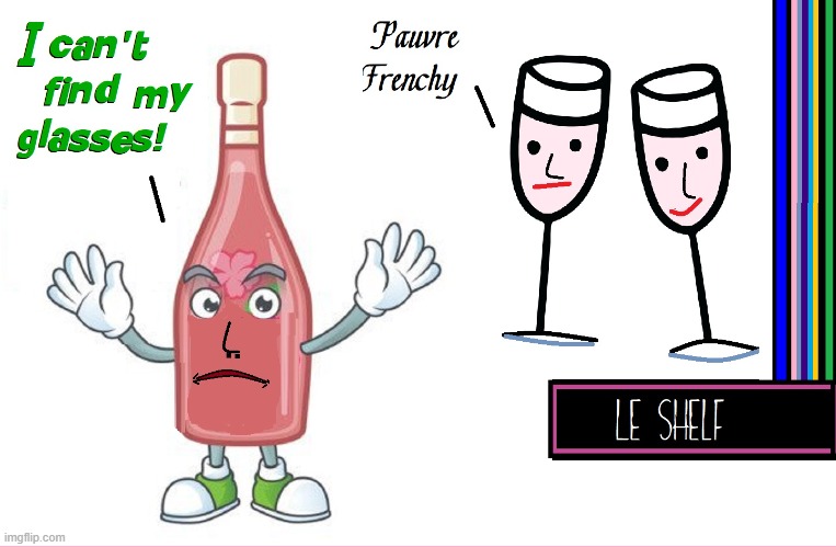 2 interpretations: glasses to see thru or to drink from. Your choice | image tagged in vince vance,comics/cartoons,memes,champagne,wine bottle,glasses | made w/ Imgflip meme maker