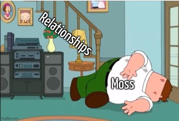 Peter Griffin Dead | Relationships Moss | image tagged in peter griffin dead | made w/ Imgflip meme maker