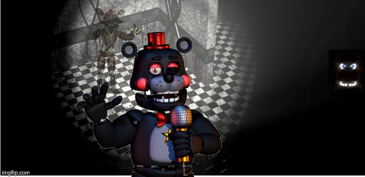 Ahh yes OG freddy, Lefty, and phantom foxy in parts and service from fnaf 2 | image tagged in parts and service | made w/ Imgflip meme maker
