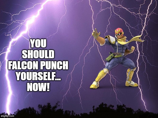 you should falcon punch yourself | image tagged in you should falcon punch yourself | made w/ Imgflip meme maker