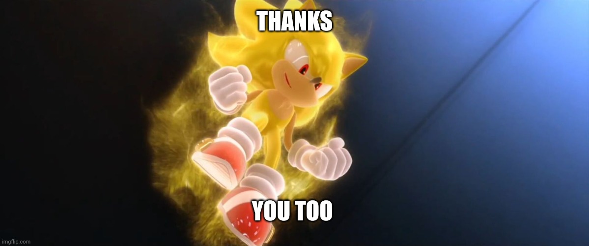 Super Sonic | THANKS YOU TOO | image tagged in super sonic | made w/ Imgflip meme maker