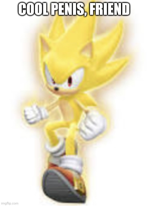 COOL PENIS, FRIEND | image tagged in low quality super sonic | made w/ Imgflip meme maker