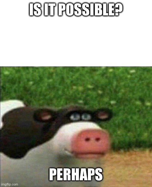 Perhaps cow | IS IT POSSIBLE? PERHAPS | image tagged in perhaps cow | made w/ Imgflip meme maker
