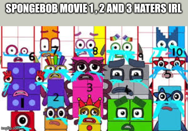Someone irl 2 | SPONGEBOB MOVIE 1 , 2 AND 3 HATERS IRL | image tagged in someone irl 2 | made w/ Imgflip meme maker