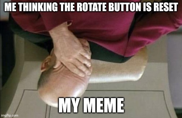 Reset... ooohhhhhhhhh | ME THINKING THE ROTATE BUTTON IS RESET; MY MEME | image tagged in memes,captain picard facepalm | made w/ Imgflip meme maker