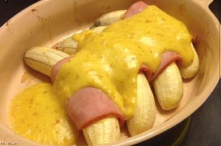 #2,033 | image tagged in cursed image,cursed,food,banana,cheese,ham | made w/ Imgflip meme maker
