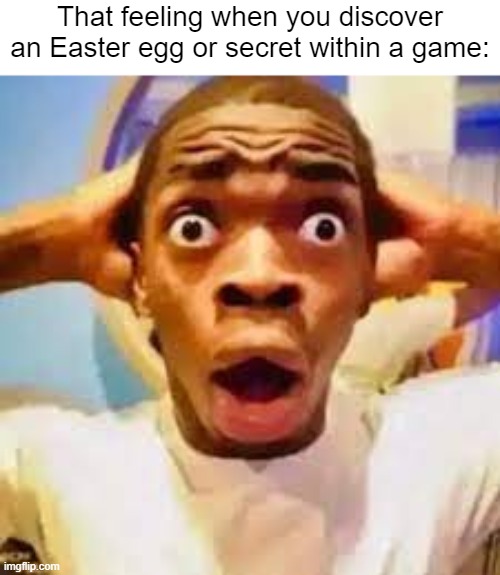 "Whoa, I didn't know this was even possible!" | That feeling when you discover an Easter egg or secret within a game: | image tagged in fr ong,gaming,memes,funny | made w/ Imgflip meme maker