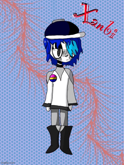 Please welcome to the stage, Xanbi! (Idk_Official’s OC) | image tagged in drawing | made w/ Imgflip meme maker