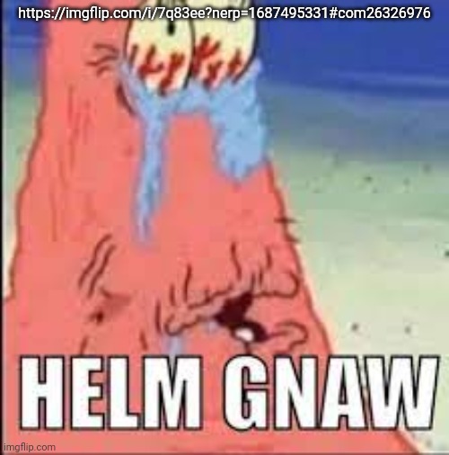 HELM GNAW | https://imgflip.com/i/7q83ee?nerp=1687495331#com26326976 | image tagged in helm gnaw | made w/ Imgflip meme maker