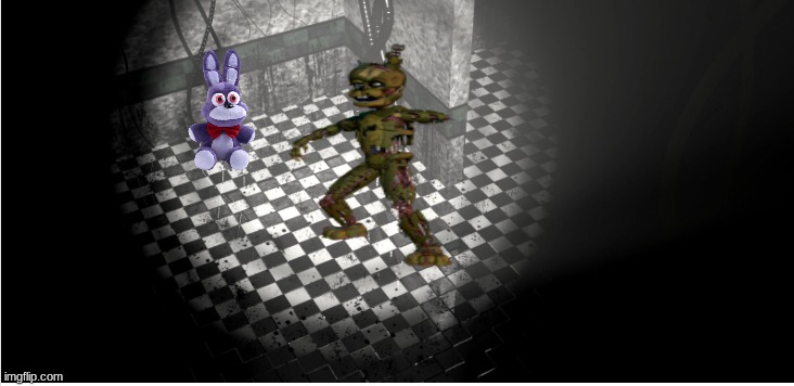 scraptrap and bonnie plush in parts and service | image tagged in parts and service,fnaf | made w/ Imgflip meme maker