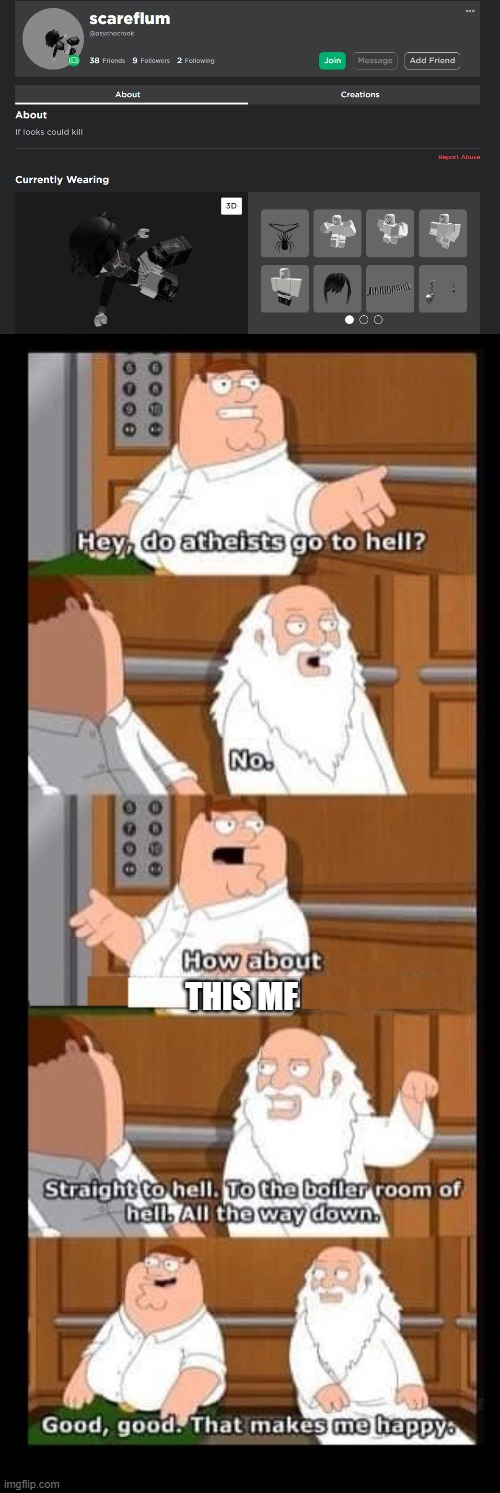 THIS MF | image tagged in family guy peter god | made w/ Imgflip meme maker