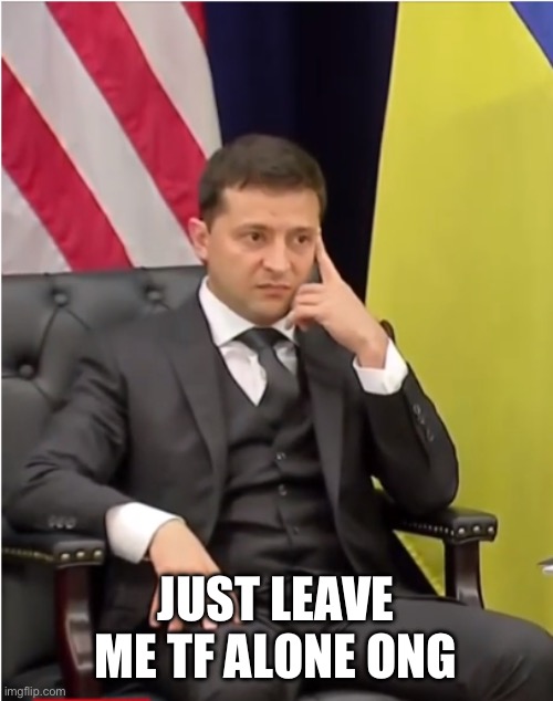 zelenskyy | JUST LEAVE ME TF ALONE ONG | image tagged in zelenskyy | made w/ Imgflip meme maker