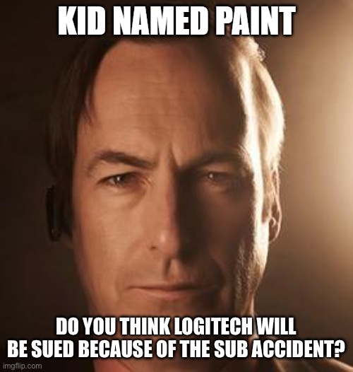 kid named paint | DO YOU THINK LOGITECH WILL BE SUED BECAUSE OF THE SUB ACCIDENT? | image tagged in kid named paint | made w/ Imgflip meme maker