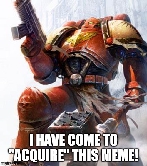 Space Marine | I HAVE COME TO "ACQUIRE" THIS MEME! | image tagged in space marine | made w/ Imgflip meme maker