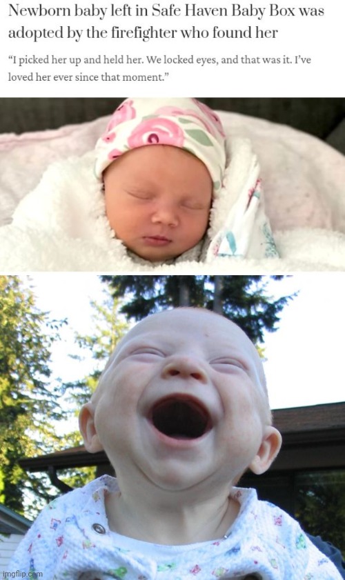 Adopted newborn baby | image tagged in happy baby,wholesome,baby,babies,wholesome 100,memes | made w/ Imgflip meme maker