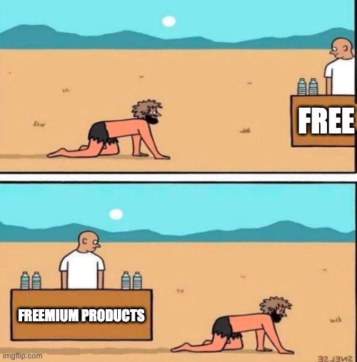 Desert man giving up | FREE; FREEMIUM PRODUCTS | image tagged in desert,thirst,denying water,desert man,withdraw,give up | made w/ Imgflip meme maker