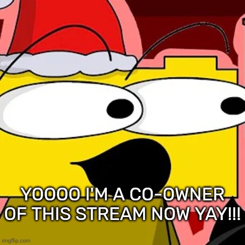 :OOOO | YOOOO I'M A CO-OWNER OF THIS STREAM NOW YAY!!! | image tagged in ron pog,idk,stuff,s o u p,carck | made w/ Imgflip meme maker