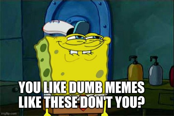 Don't You Squidward | YOU LIKE DUMB MEMES LIKE THESE DON'T YOU? | image tagged in memes,don't you squidward | made w/ Imgflip meme maker