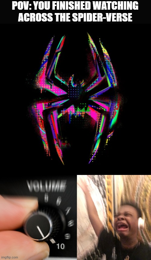 Am I dreamin', is there more like us?/Got me feelin' like it's all too much/I feel beaten, but I can't give up | POV: YOU FINISHED WATCHING ACROSS THE SPIDER-VERSE | image tagged in turn up volume,spider verse | made w/ Imgflip meme maker