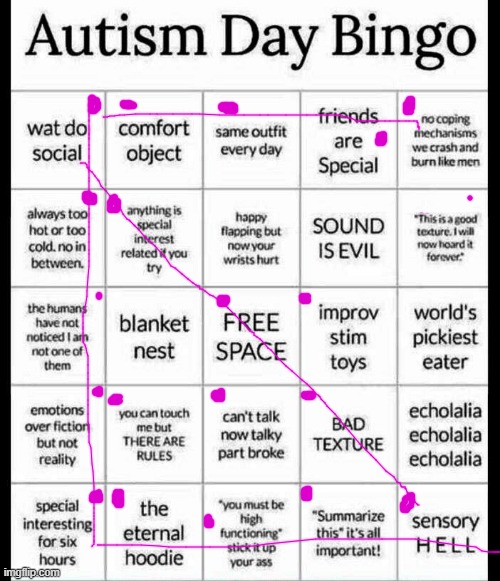 3 bingos SUCKERS | image tagged in autism bingo | made w/ Imgflip meme maker