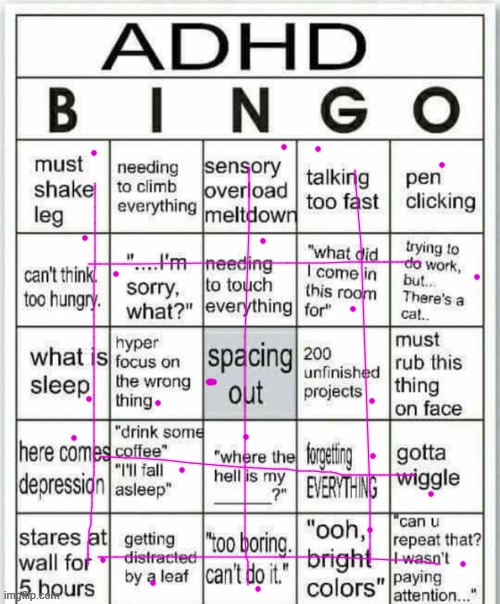 almost positive im ADHD | image tagged in adhd bingo | made w/ Imgflip meme maker