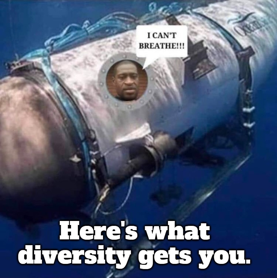 Here's what diversity gets you. | image tagged in diversity,i can't breathe,submersible,titanic,happy then sad nigga,niggas really out here | made w/ Imgflip meme maker