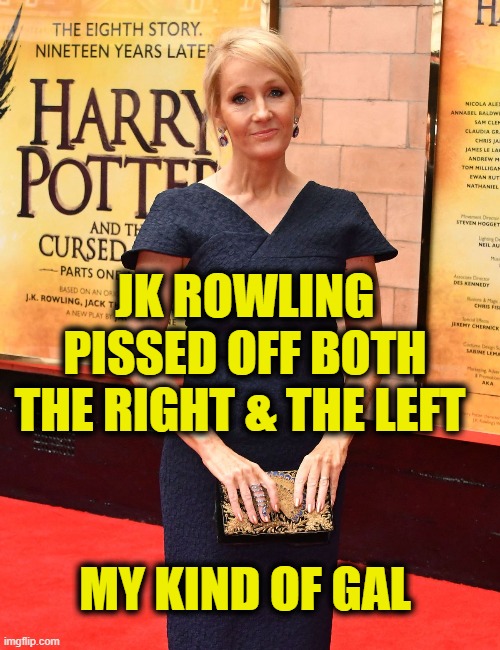 My Kind Of Gal | JK ROWLING
PISSED OFF BOTH
THE RIGHT & THE LEFT; MY KIND OF GAL | image tagged in cancel culture | made w/ Imgflip meme maker