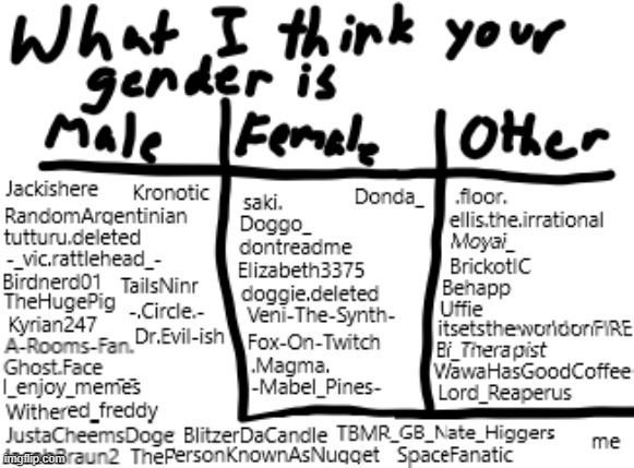 What I think your gender is based on how I know you | made w/ Imgflip meme maker