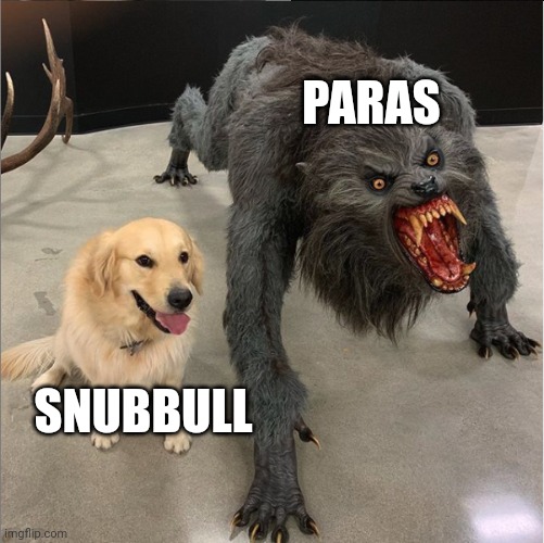 dog vs werewolf | PARAS SNUBBULL | image tagged in dog vs werewolf | made w/ Imgflip meme maker