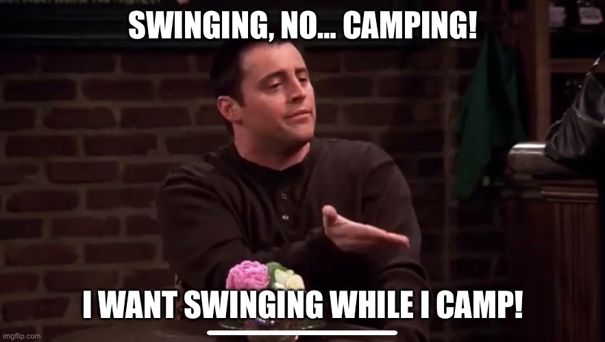 SWINGING, NO… CAMPING! I WANT SWINGING WHILE I CAMP! | made w/ Imgflip meme maker
