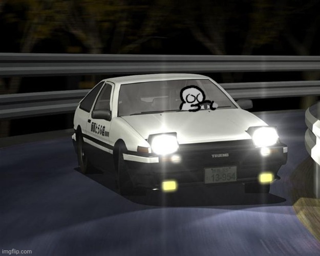 Nobody can beat Goober at a race, even though he technically shouldn't be driving. | image tagged in ae86 | made w/ Imgflip meme maker